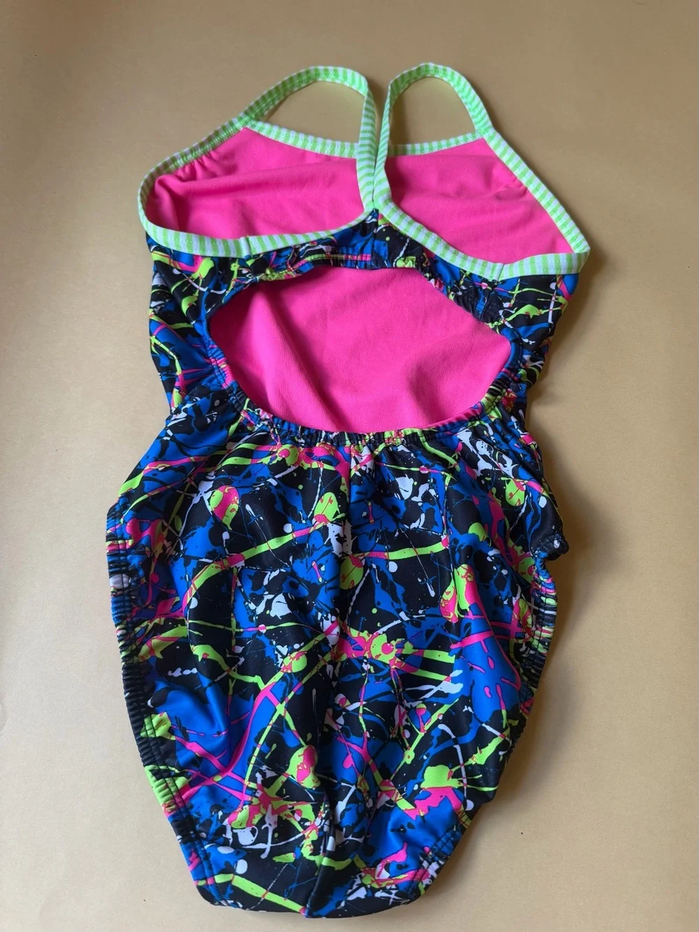 Dolfin Uglies Competitive Girls Swimsuit Splatter Print Racerback Size 34